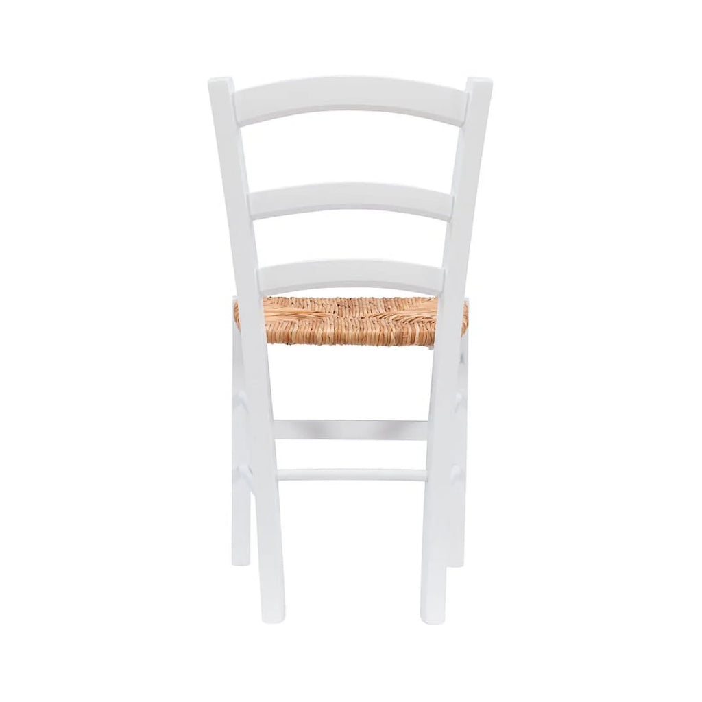Linon Karsyn Set of Two Wood Side Chairs Ladder Back Rush Seat in White Finish