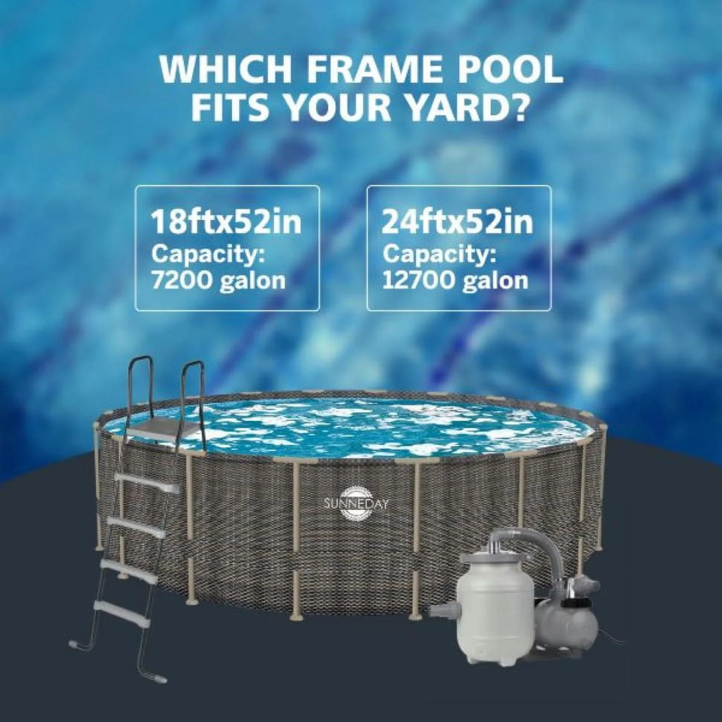 Sunneday Oasis Rattan Soft-Sided Pool 24 ft. Round x 52 in.
