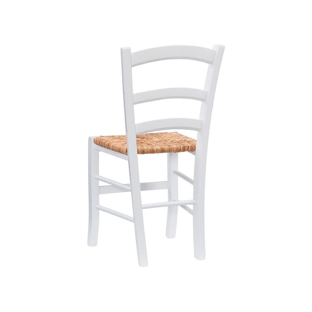 Linon Karsyn Set of Two Wood Side Chairs Ladder Back Rush Seat in White Finish