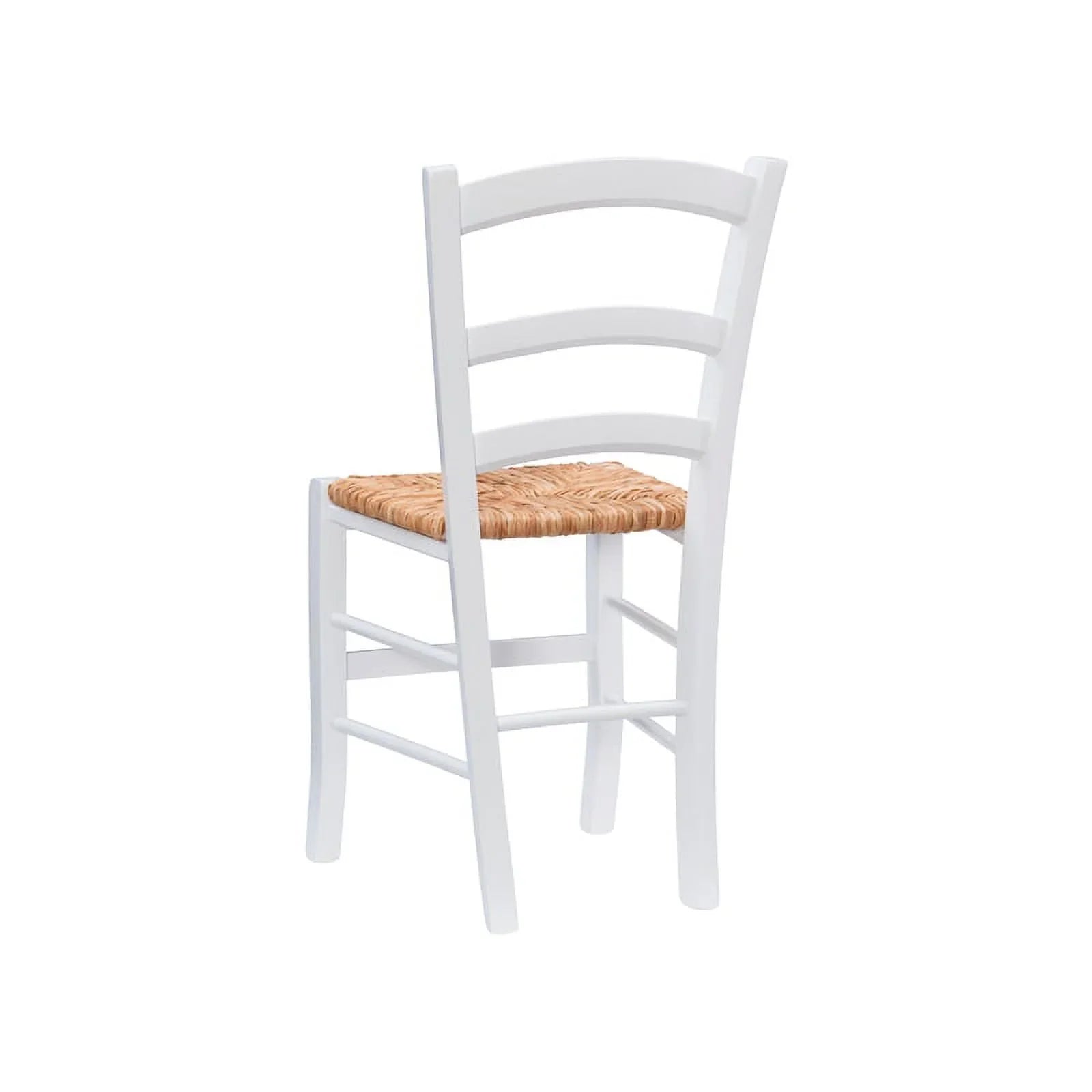 Linon Karsyn Set of Two Wood Side Chairs Ladder Back Rush Seat in White Finish