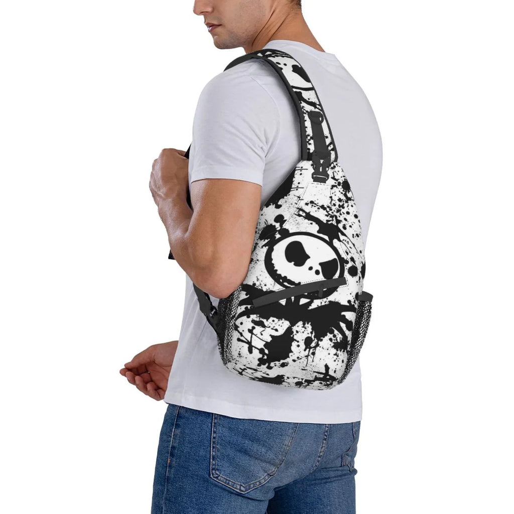 The Nightmare Before Christmas Jack Skellington Chest Bags Crossbody Sling Backpack Unisex Travel Hiking Daypack Shoulder Bag Gifts For Women Men