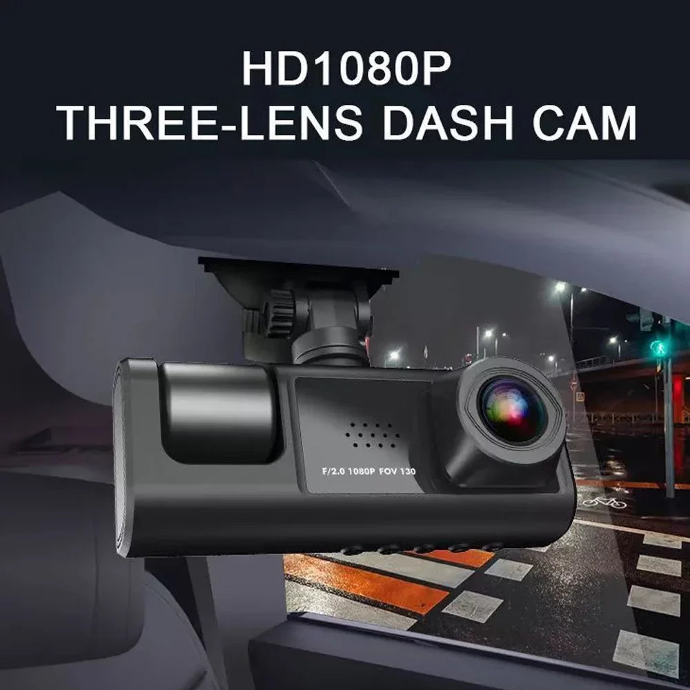Pinnaco Dash Cam Clear Car Rearview Mirror Video Recorder with 3 Cameras, WiFi Interconnection, and Auto Safety Features