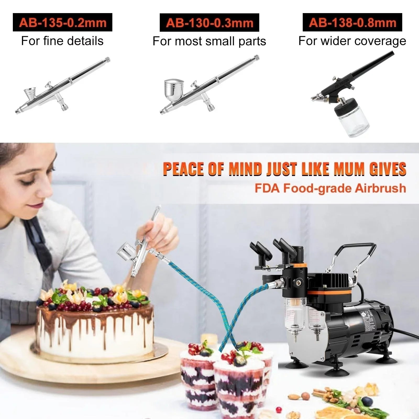 Airbrush Kit, Professional Airbrush Set with Compressor, Airbrushing System Kit with Multi-purpose Dual-action Gravity Feed Airbrushes, Art Nail Cookie Tatto