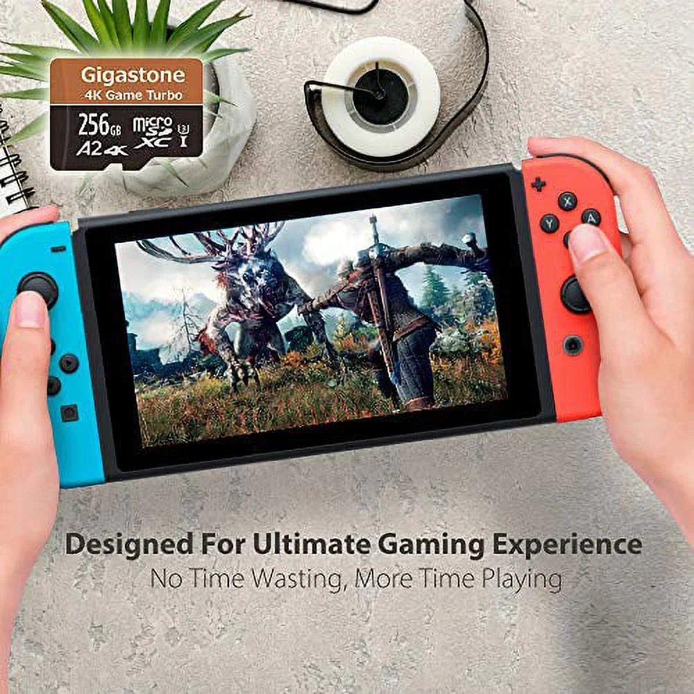 Gigastone 4K Game Turbo 256GB Micro  Memory Card, Nintendo Switch Compatible, Dash Cams, Go Pro Cameras,  -   Run App / 100/60MB/s [5-Yrs Free-Data-Reenclosurey]