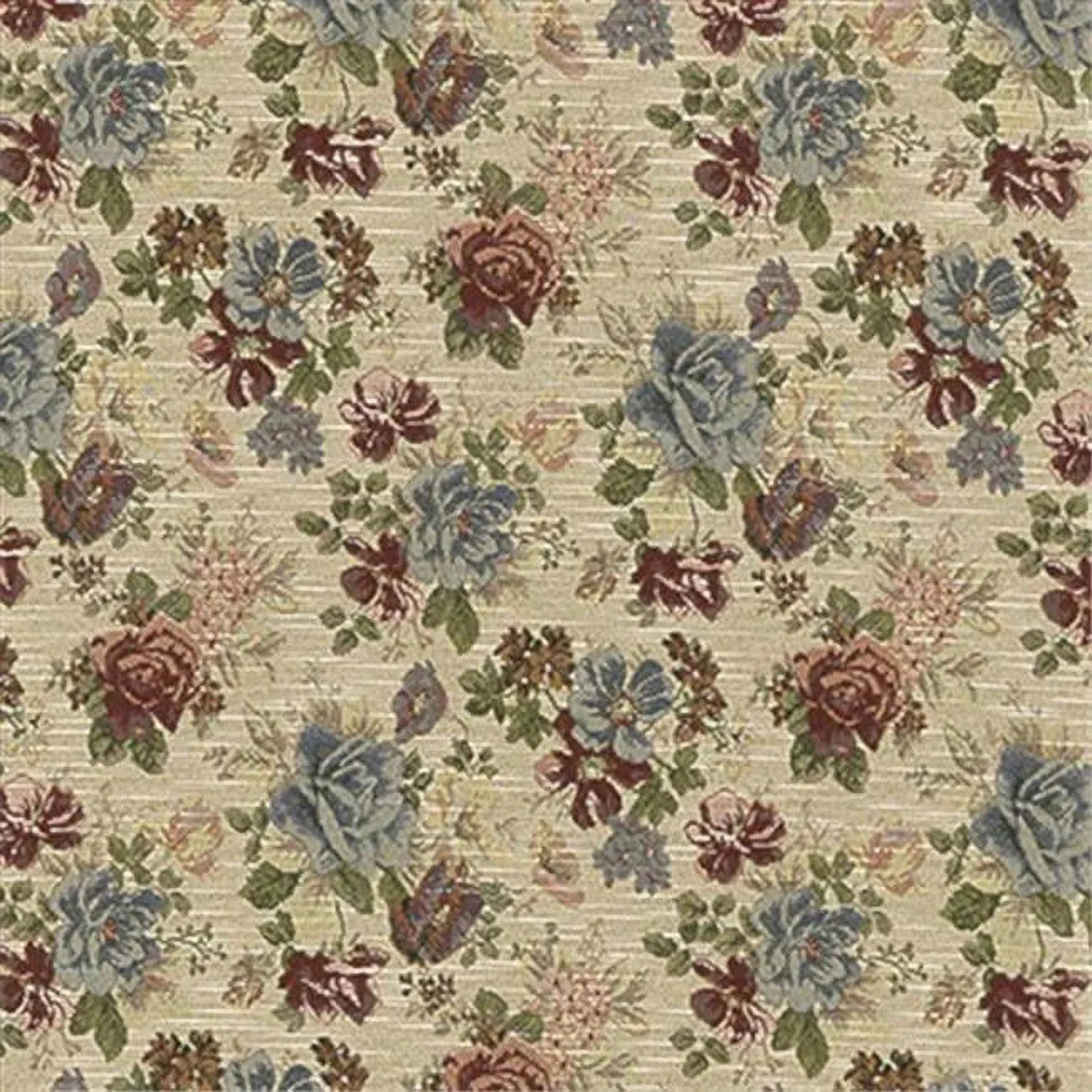 Designer Fabrics  54 in. Wide Green- Red And Blue- Floral Tapestry Upholstery Fabric