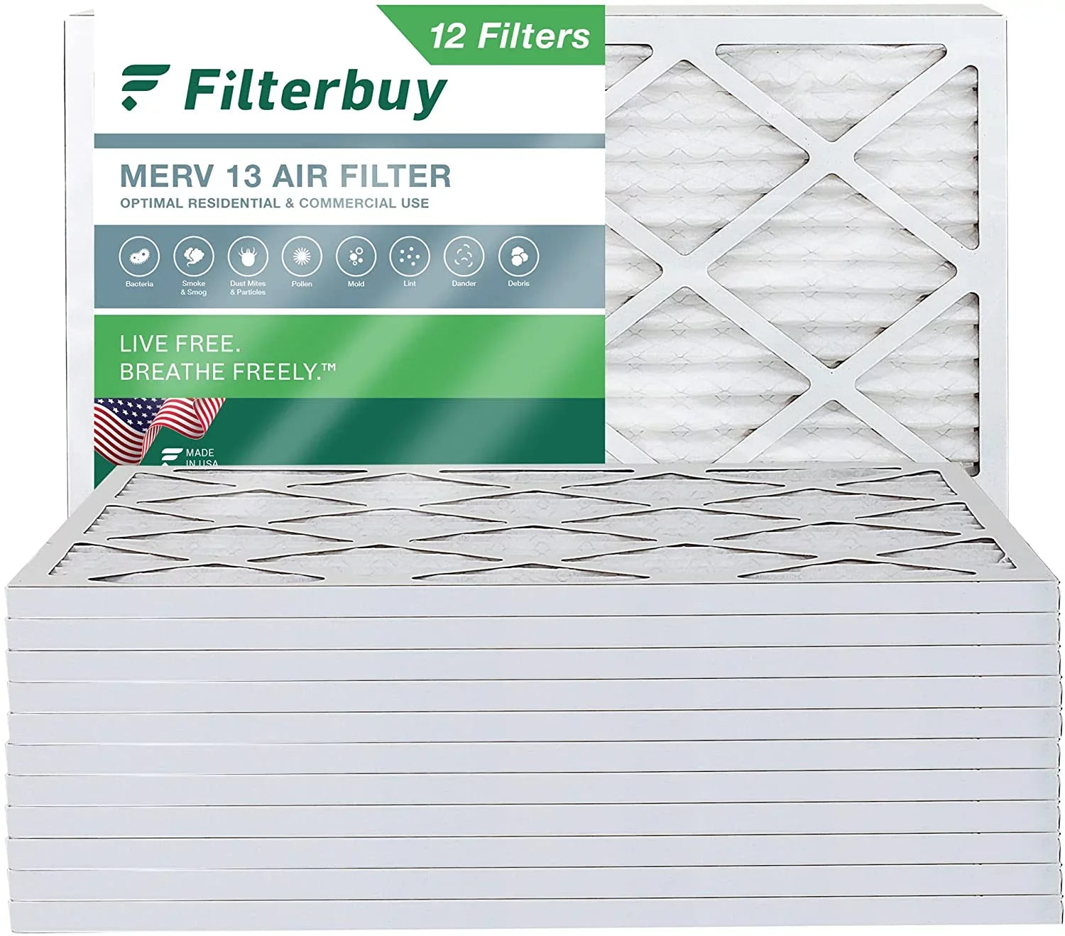 Filterbuy 16x21x1  13 Pleated   Furnace Air Filters (12-Pack)