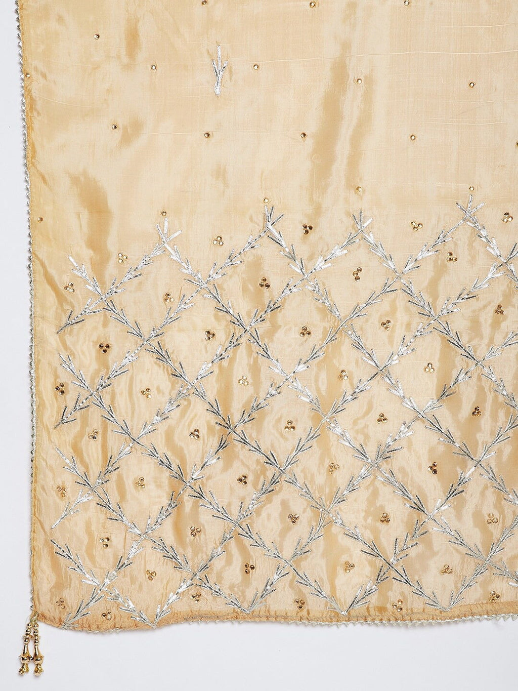 eloria Woman's Indian Ethnic Chunni, Silk blend Embroidered Golden Dupatta, Stole, Scarf Shawl Wrap