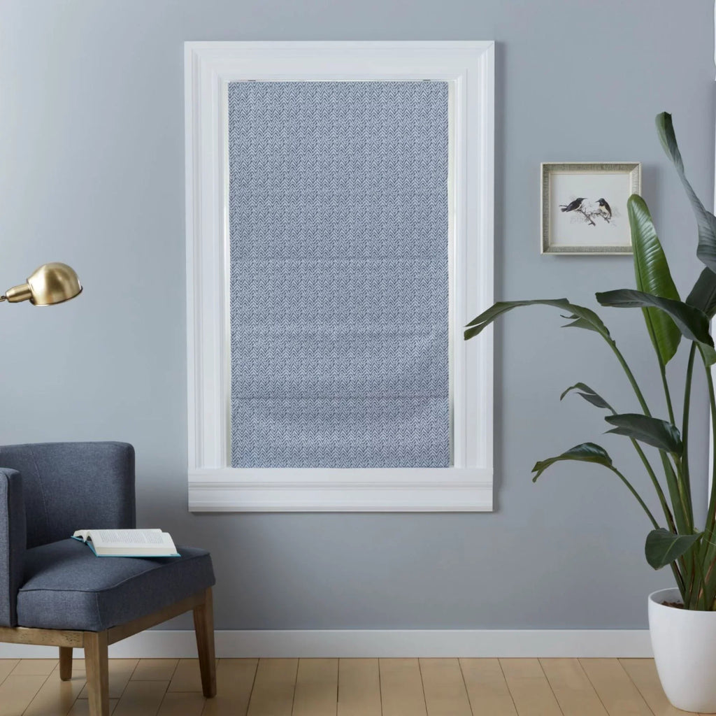 Exclusive Home Esme Total Blackout Roman Shade, 34"x64", Slate Blue