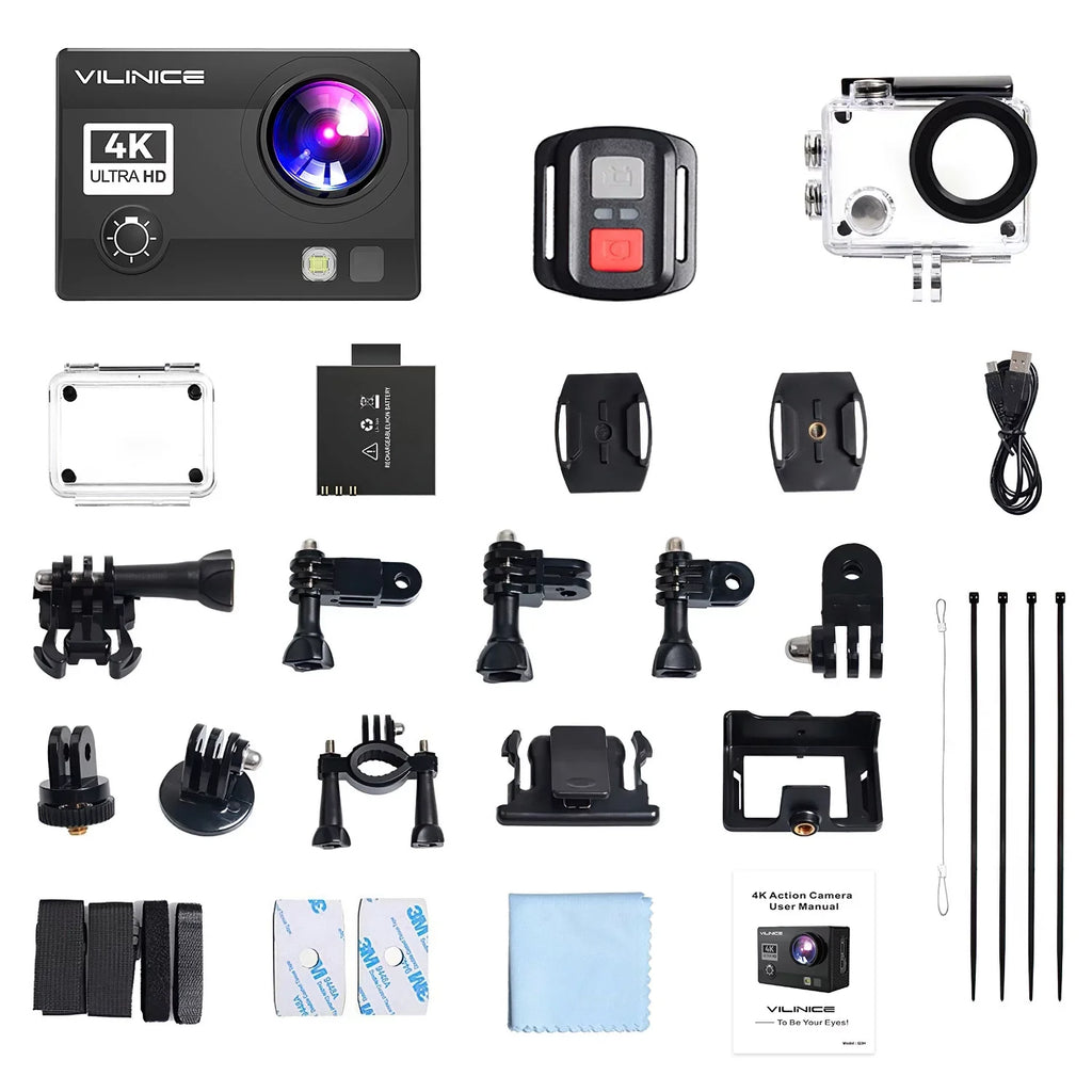 Action Camera, 4K WiFi Camera with  30m Underwater Waterproof Cameras for Snorkeling, Sports Camera with 16MP Sony Sensor, Camera Compatible Case, Remote Control for Gift, Travel