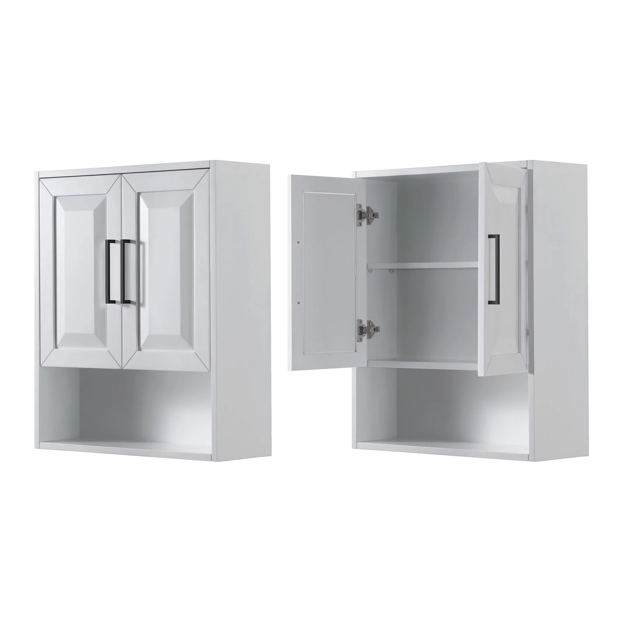 Wyndham Collection  Dark Blue Daria Over-the-Toilet Bathroom Wall-Mounted Storage Cabinet with Matte Black Trim