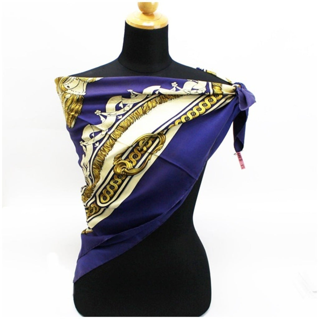 Pre-Owned Hermes Scarf Muffler Carre 90    Navy  Ladies (Fair)
