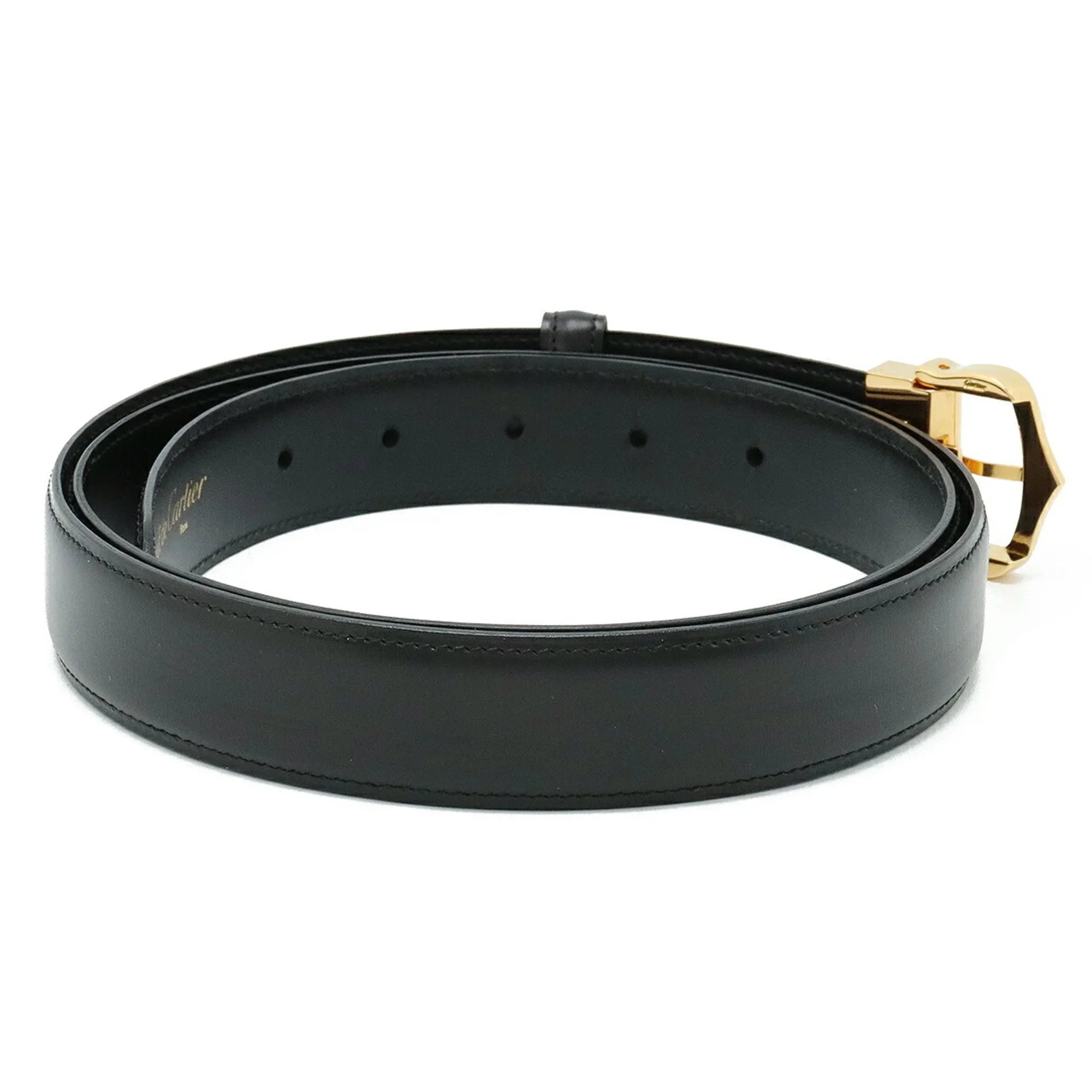 Pre-Owned Cartier Belt Leather Black Actual size approx. 109.5cm  (Like New)
